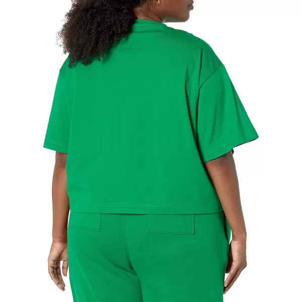 Amazon Essentials Womens Organic Cotton Drop Shoulder Relaxed Boxy ShortSleeve TShirt Available in Plus SizeGreen