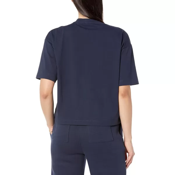 Amazon Essentials Womens Organic Cotton Drop Shoulder Relaxed Boxy ShortSleeve TShirt Available in Plus SizeNavy