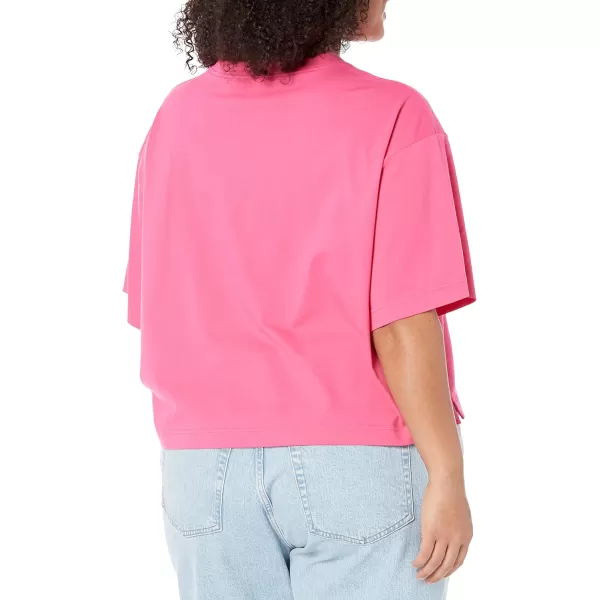 Amazon Essentials Womens Organic Cotton Drop Shoulder Relaxed Boxy ShortSleeve TShirt Available in Plus SizeNeon Pink