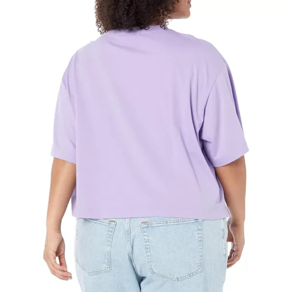 Amazon Essentials Womens Organic Cotton Drop Shoulder Relaxed Boxy ShortSleeve TShirt Available in Plus SizePurple