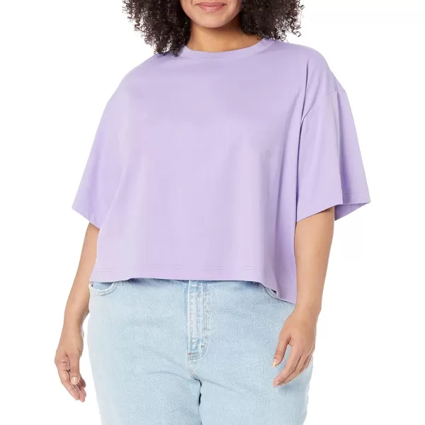 Amazon Essentials Womens Organic Cotton Drop Shoulder Relaxed Boxy ShortSleeve TShirt Available in Plus SizePurple