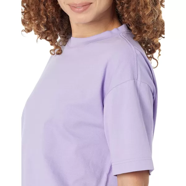 Amazon Essentials Womens Organic Cotton Drop Shoulder Relaxed Boxy ShortSleeve TShirt Available in Plus SizePurple