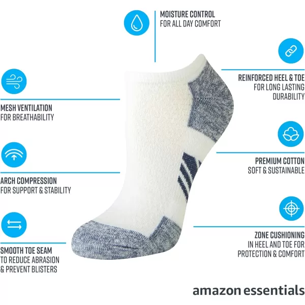 Amazon Essentials Womens Performance Cotton Cushioned Athletic NoShow Socks 6 PairsGrey Heather