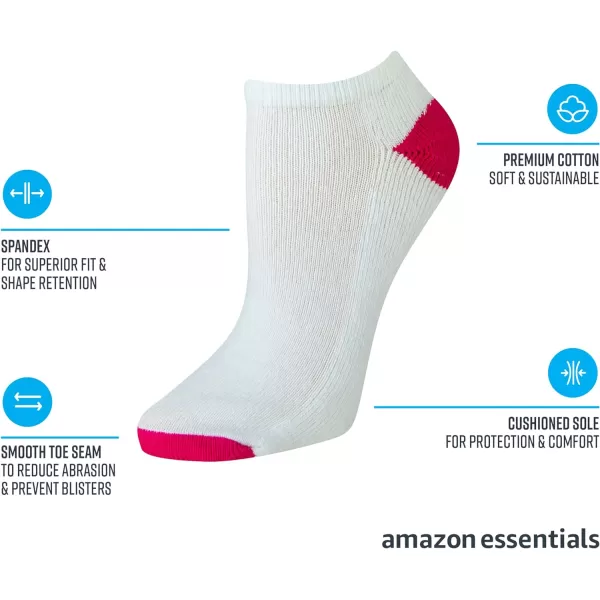 Amazon Essentials Womens Performance Cotton Cushioned Athletic NoShow Socks 6 PairsWhite