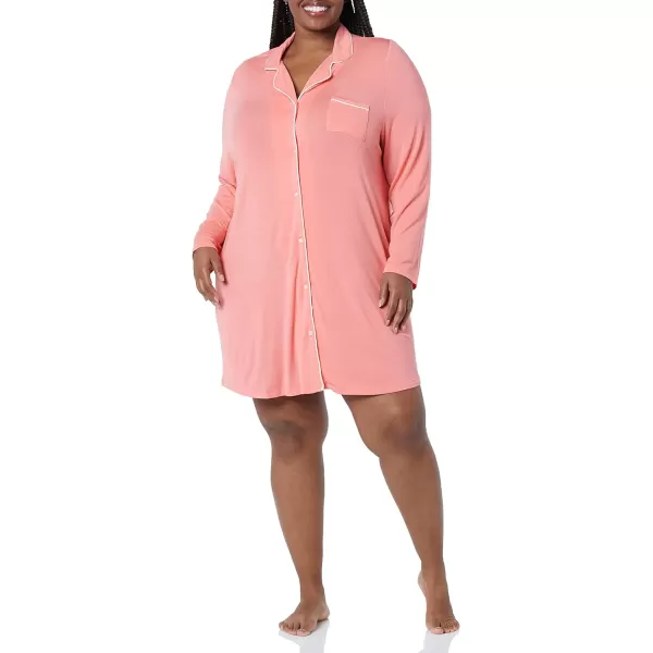 Amazon Essentials Womens Piped Nightshirt Available in Plus SizeCoral Pink