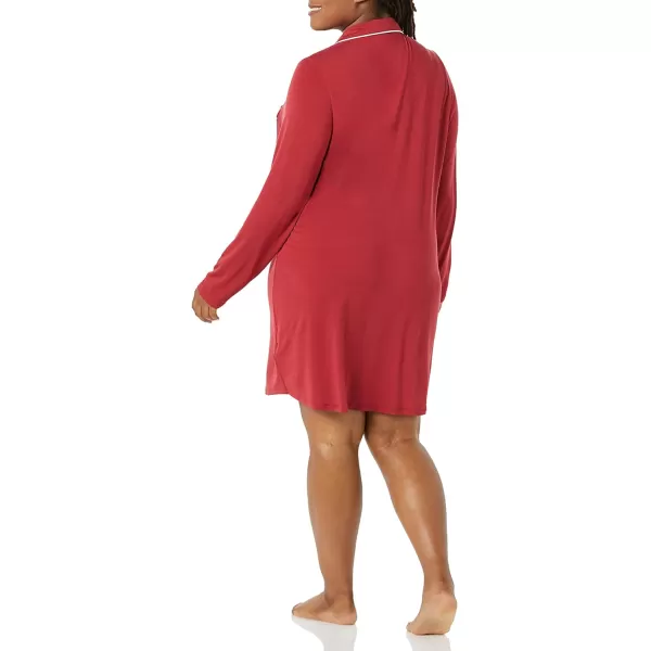 Amazon Essentials Womens Piped Nightshirt Available in Plus SizeDark Red