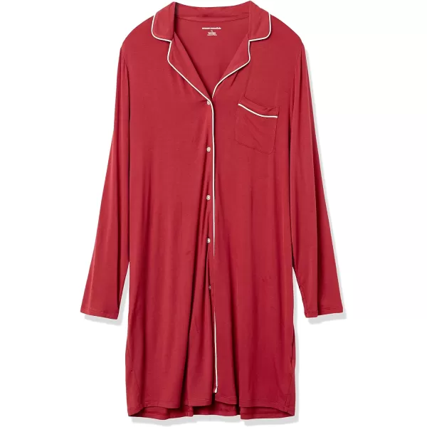 Amazon Essentials Womens Piped Nightshirt Available in Plus SizeDark Red