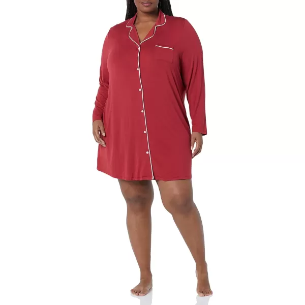 Amazon Essentials Womens Piped Nightshirt Available in Plus SizeDark Red