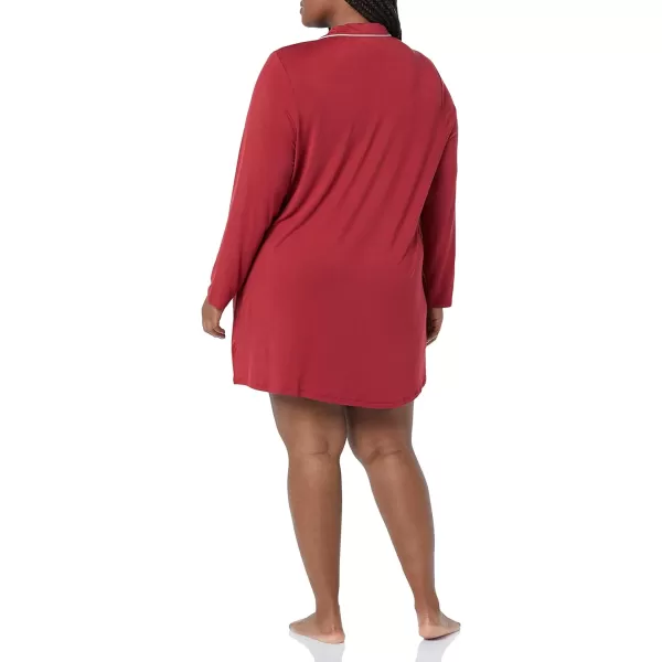 Amazon Essentials Womens Piped Nightshirt Available in Plus SizeDark Red