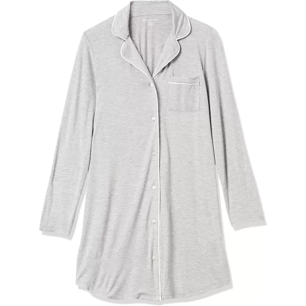 Amazon Essentials Womens Piped Nightshirt Available in Plus SizeGrey Heather