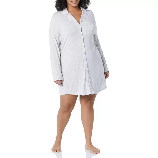 Amazon Essentials Womens Piped Nightshirt Available in Plus SizeLight Grey Heather