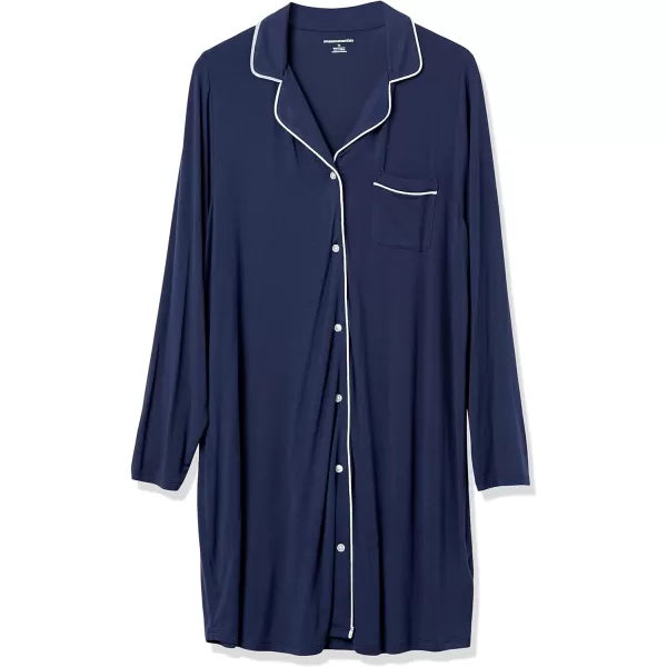 Amazon Essentials Womens Piped Nightshirt Available in Plus SizeNavy