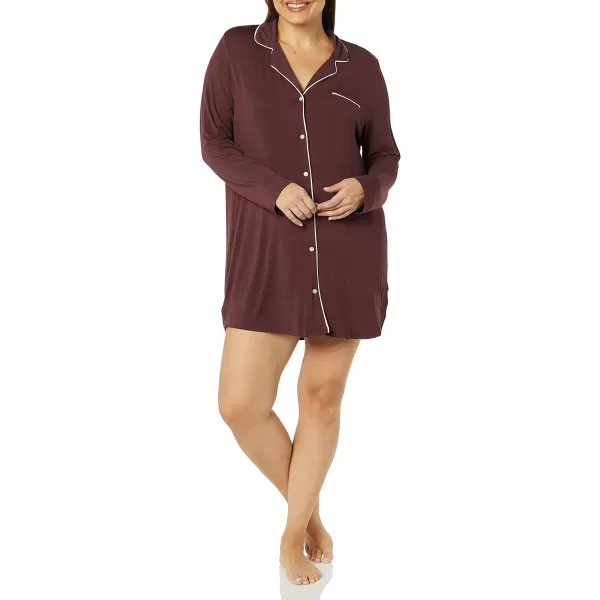 Amazon Essentials Womens Piped Nightshirt Available in Plus SizeRich Burgundy