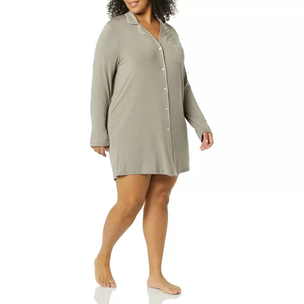 Amazon Essentials Womens Piped Nightshirt Available in Plus SizeSmokey Grey