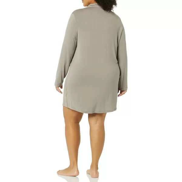 Amazon Essentials Womens Piped Nightshirt Available in Plus SizeSmokey Grey