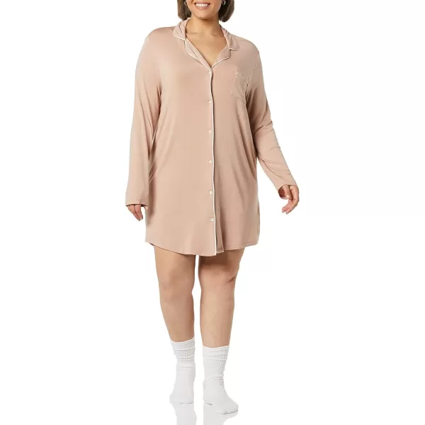 Amazon Essentials Womens Piped Nightshirt Available in Plus SizeTaupe