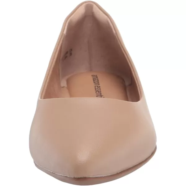 Amazon Essentials Womens PointedToe Ballet FlatBeige Faux Leather