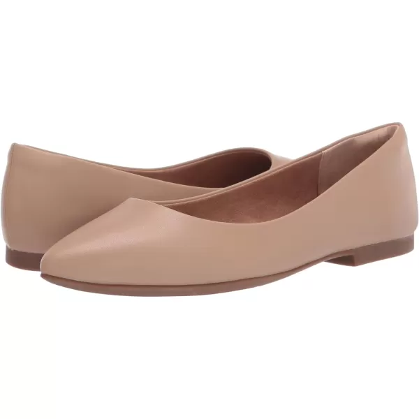 Amazon Essentials Womens PointedToe Ballet FlatBeige Faux Leather