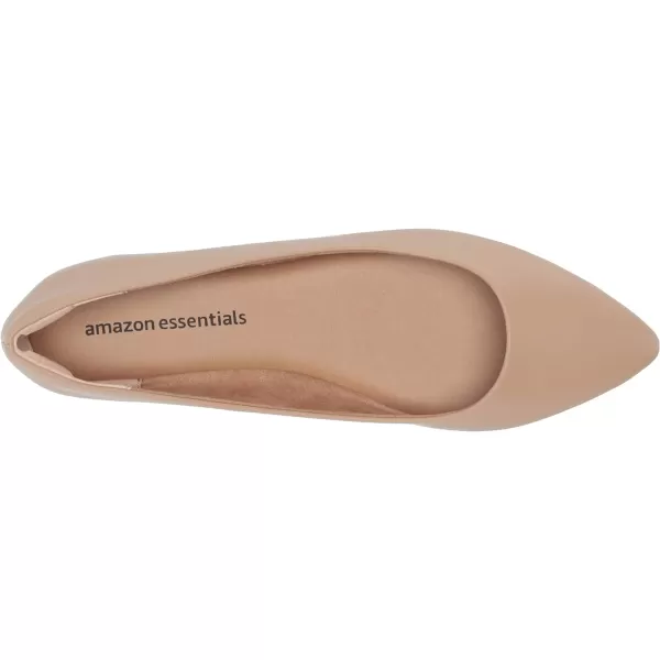 Amazon Essentials Womens PointedToe Ballet FlatBeige Faux Leather