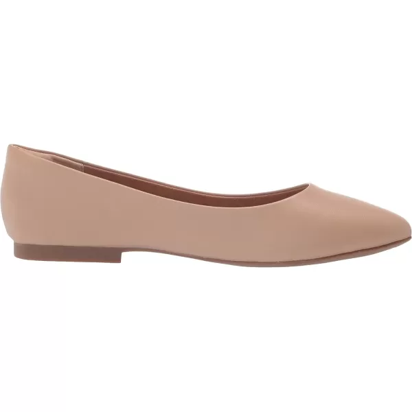 Amazon Essentials Womens PointedToe Ballet FlatBeige Faux Leather