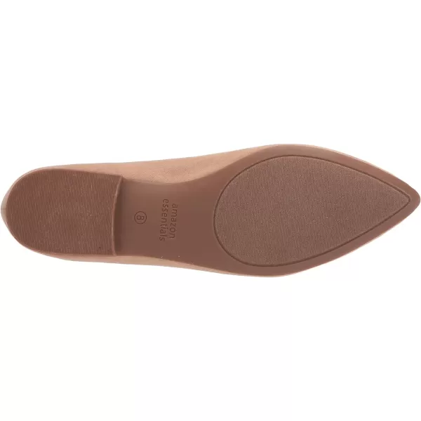 Amazon Essentials Womens PointedToe Ballet FlatBeige Microsuede