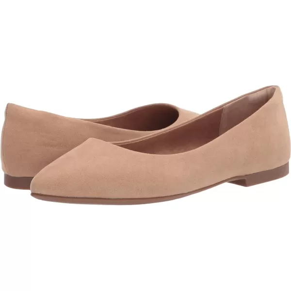 Amazon Essentials Womens PointedToe Ballet FlatBeige Microsuede