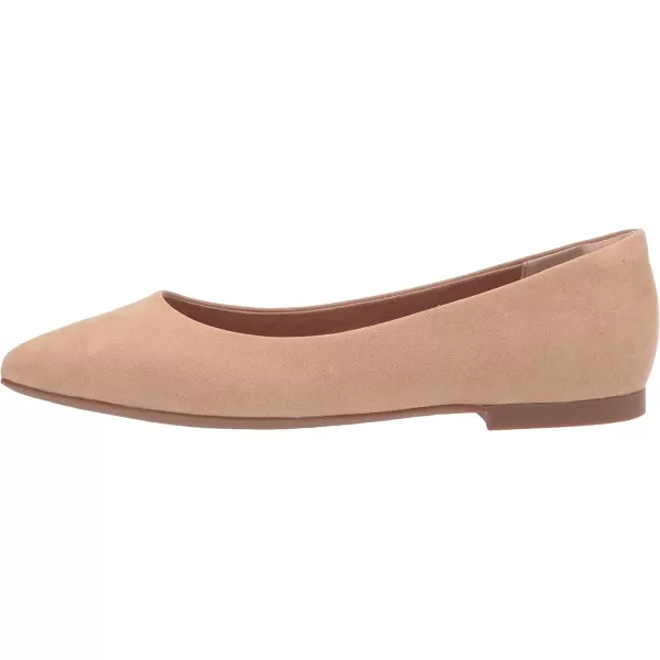 Amazon Essentials Womens PointedToe Ballet FlatBeige Microsuede