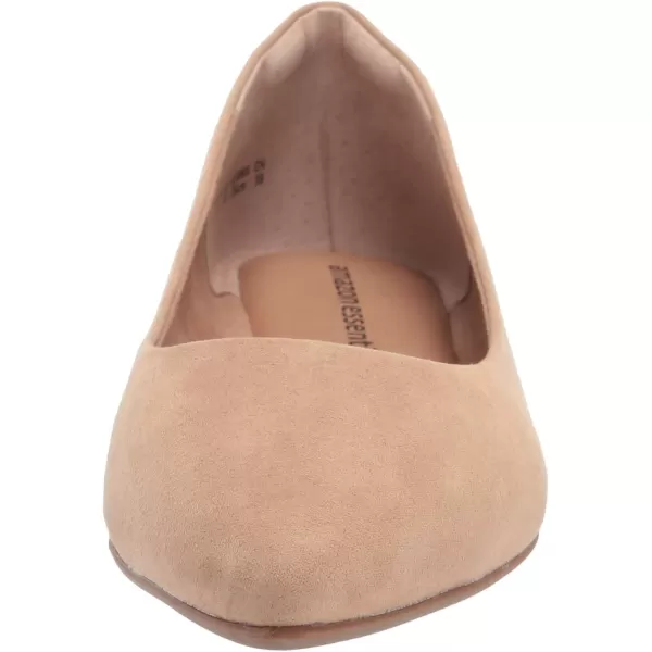 Amazon Essentials Womens PointedToe Ballet FlatBeige Microsuede