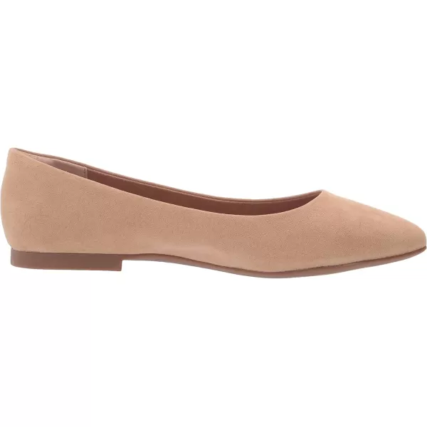 Amazon Essentials Womens PointedToe Ballet FlatBeige Microsuede