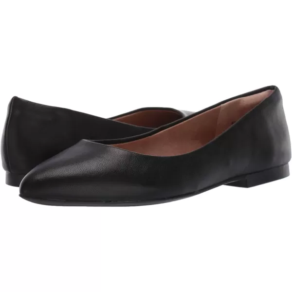 Amazon Essentials Womens PointedToe Ballet FlatBlack Faux Leather