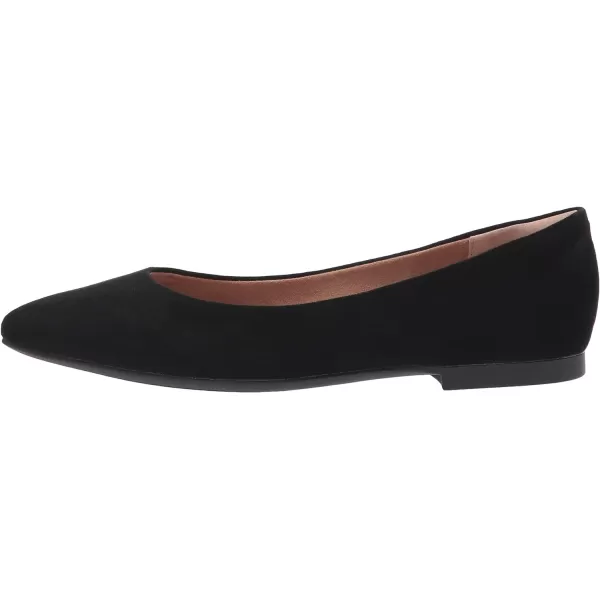 Amazon Essentials Womens PointedToe Ballet FlatBlack Microsuede