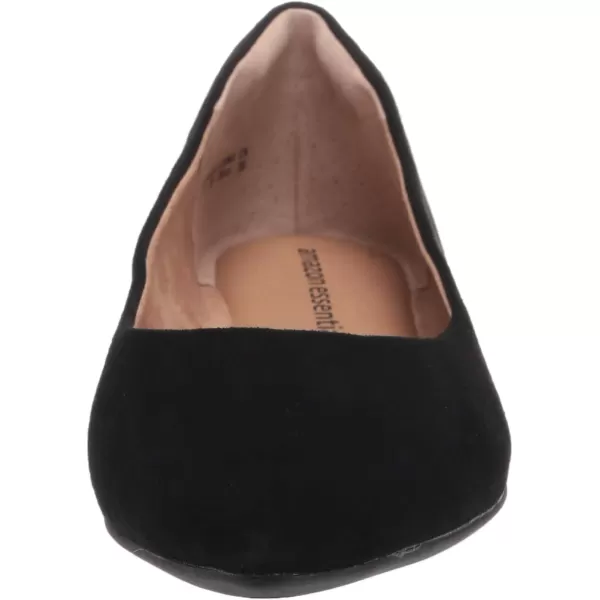 Amazon Essentials Womens PointedToe Ballet FlatBlack Microsuede