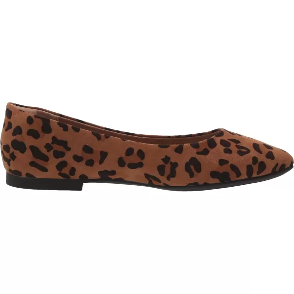 Amazon Essentials Womens PointedToe Ballet FlatBrown Leopard