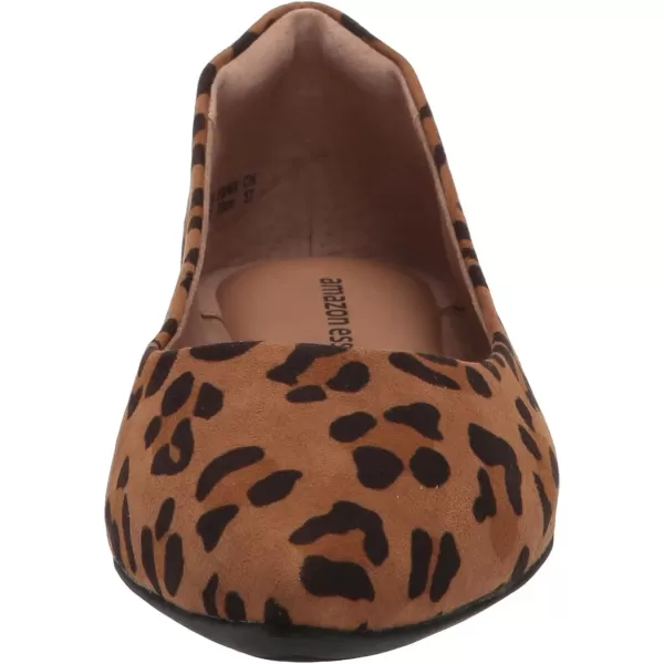 Amazon Essentials Womens PointedToe Ballet FlatBrown Leopard