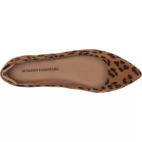 Amazon Essentials Womens PointedToe Ballet FlatBrown Leopard