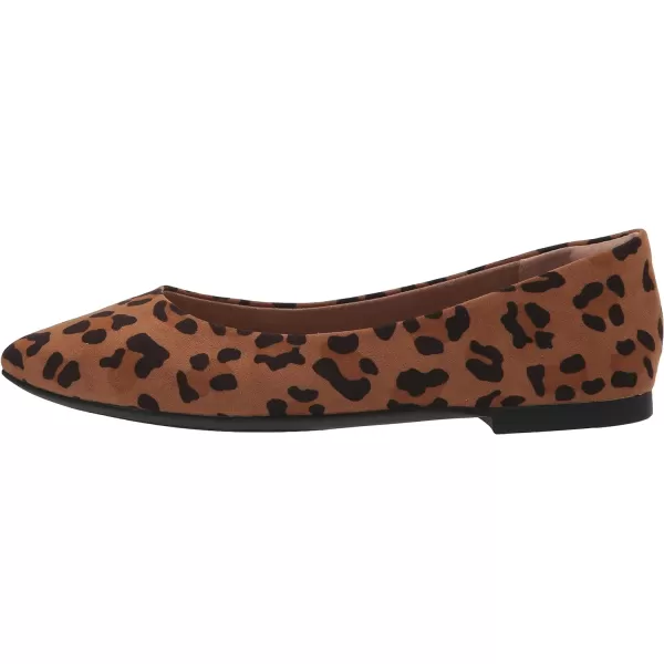 Amazon Essentials Womens PointedToe Ballet FlatBrown Leopard