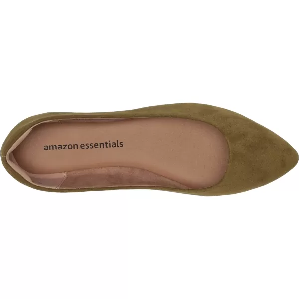 Amazon Essentials Womens PointedToe Ballet FlatOlive