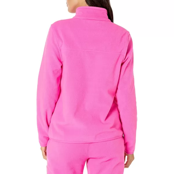 Amazon Essentials Womens Polar Fleece LongSleeve Mock Neck RelaxedFit Popover Jacket with PocketsBright Pink