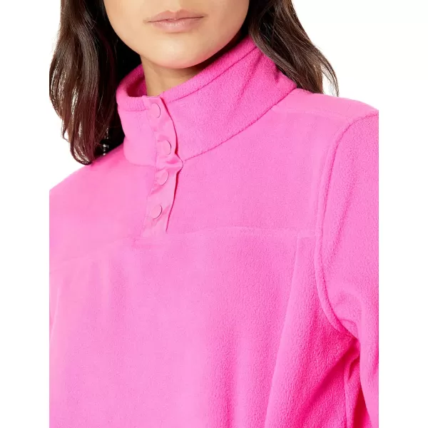 Amazon Essentials Womens Polar Fleece LongSleeve Mock Neck RelaxedFit Popover Jacket with PocketsBright Pink