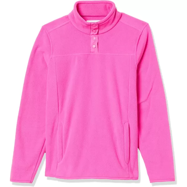 Amazon Essentials Womens Polar Fleece LongSleeve Mock Neck RelaxedFit Popover Jacket with PocketsBright Pink