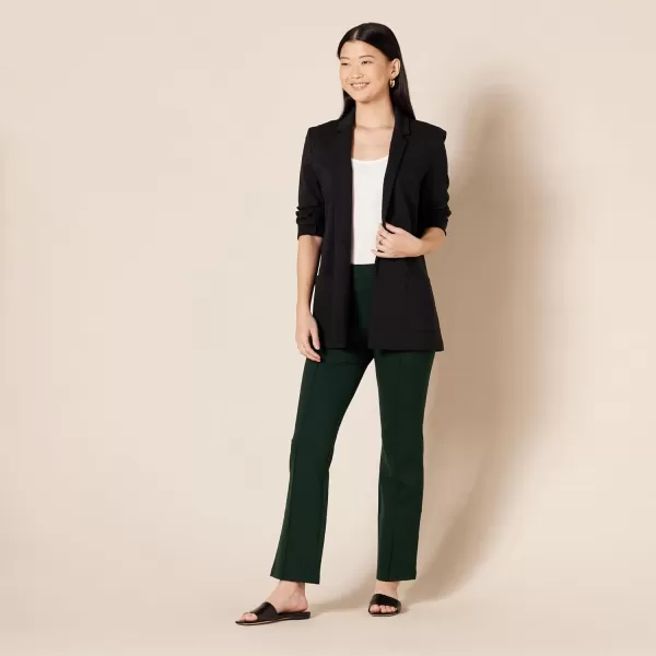 Amazon Essentials Womens Ponte PullOn Mid Rise Ankle Length Kick Flare PantsDark Green