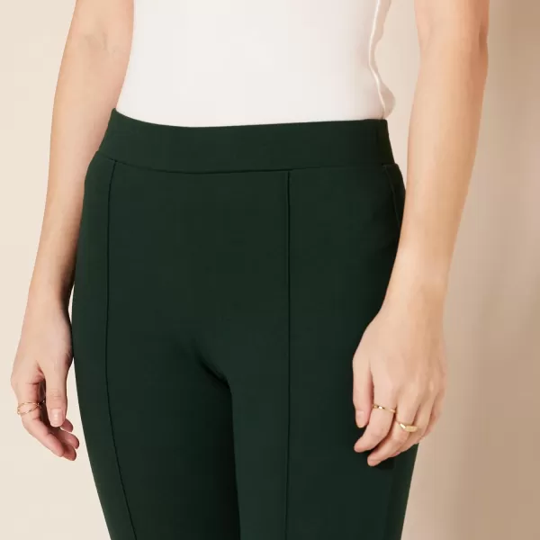Amazon Essentials Womens Ponte PullOn Mid Rise Ankle Length Kick Flare PantsDark Green