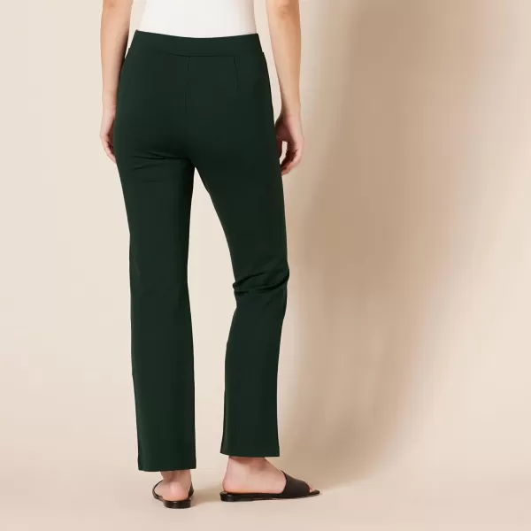 Amazon Essentials Womens Ponte PullOn Mid Rise Ankle Length Kick Flare PantsDark Green