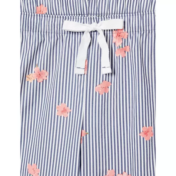 Amazon Essentials Womens Poplin Sleep PantBlue FloralStripe