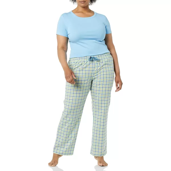 Amazon Essentials Womens Poplin Sleep PantBlueSage Green Gingham