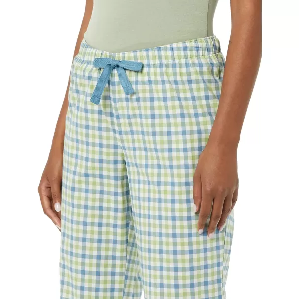 Amazon Essentials Womens Poplin Sleep PantBlueSage Green Gingham
