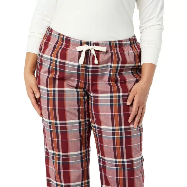 Amazon Essentials Womens Poplin Sleep PantBurgundy Rust Mix Plaid