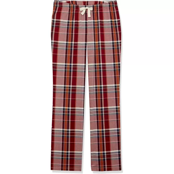 Amazon Essentials Womens Poplin Sleep PantBurgundy Rust Mix Plaid