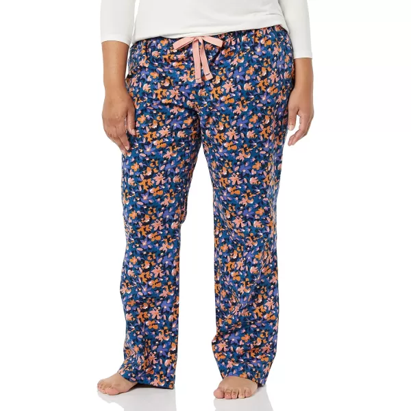 Amazon Essentials Womens Poplin Sleep PantDeep Blue Floral Camo