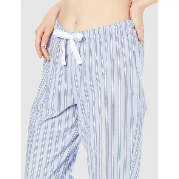 Amazon Essentials Womens Poplin Sleep PantPale Blue White Stripe